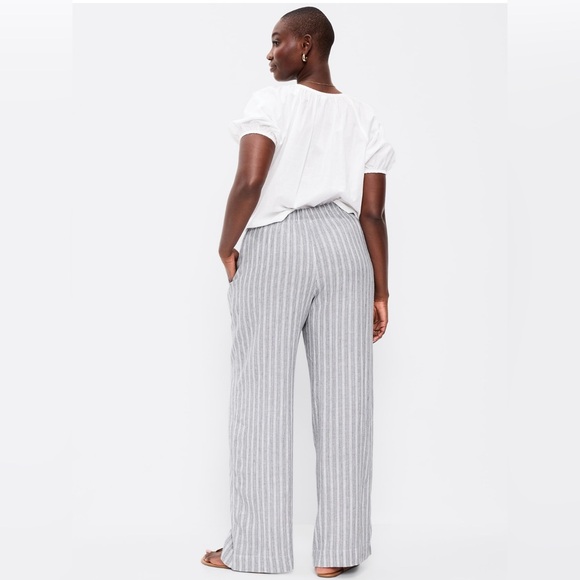 🆕 Old Navy Women's High-Waisted Linen-Blend Wide-Leg Pants - Picture 6 of 16